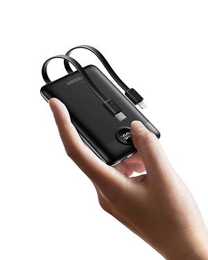 Veger C11 - 10,000mAh 22.5W PD Digital Display Light Weight Powerbank With Built In Non-MFI Lightning & USB-C Cable