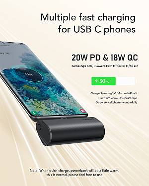 Veger V0556 Power Bank 5000mAh 20W με Θύρα USB-C Power Delivery Μαύρο