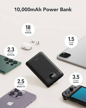 Veger C11 - 10,000mAh 22.5W PD Digital Display Light Weight Powerbank With Built In Non-MFI Lightning & USB-C Cable