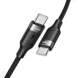 Veger CC02 - Braided USB 2.0 100W Cable USB-C male - USB-C male Μαύρο 1.5m
