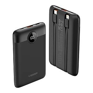 Veger C11 - 10,000mAh 22.5W PD Digital Display Light Weight Powerbank With Built In Non-MFI Lightning & USB-C Cable