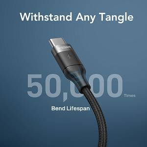 Veger CC02 - Braided USB 2.0 100W Cable USB-C male - USB-C male Μαύρο 1.5m