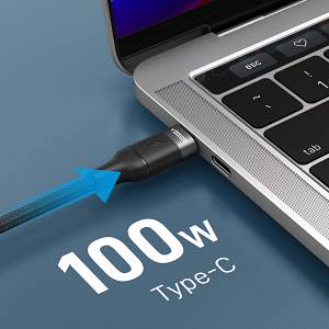 Veger CC02 - Braided USB 2.0 100W Cable USB-C male - USB-C male Μαύρο 1.5m