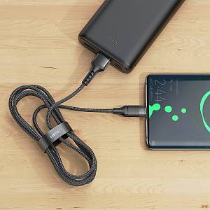 Veger AC03 Braided USB 2.0 Cable USB-C male - USB-A male Μαύρο 1.2m