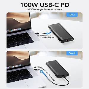 Veger TC130 Power Bank 25000mAh 130W με Θύρα USB-A και Θύρα USB-C Power Delivery Μαύρο