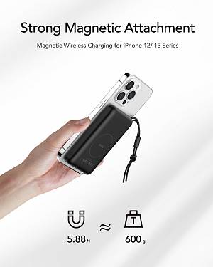 Veger W1151 MagOn Magnetic Wireless MagSafe Power Bank 10000mAh 15W με Θύρα USB-A και Θύρα USB-C Power Delivery / Quick Charge 3.0