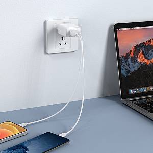 Veger Φορτιστής Χωρίς Καλώδιο με Θύρα USB-A και Θύρα USB-C 20W Power Delivery / Quick Charge 3.0 Λευκός