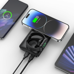 Veger W1156 MagMulti Wireless MagSafe Power Bank 10000mAh 15W with USB-A Port and USB-C Port Black