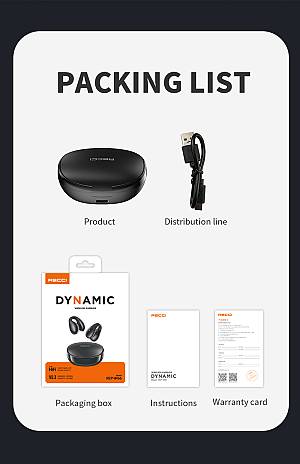 Recci REP-W66 Dynamic In-ear Bluetooth Handsfree Earphones with Charging Case Black