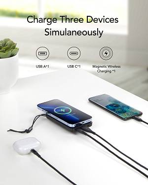 Veger W1151 MagOn Magnetic Wireless MagSafe Power Bank 10000mAh 15W με Θύρα USB-A και Θύρα USB-C Power Delivery / Quick Charge 3.0