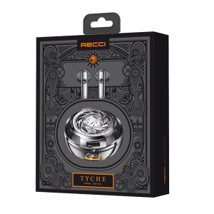 Recci REP-W56 Angle-Wing Necklace In-ear Bluetooth Handsfree Earphones with Charging Case Silver