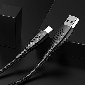 Veger V104 Braided USB 2.0 Cable USB-C male - USB-A male Μαύρο 1.2m