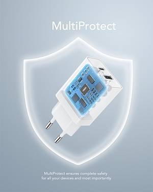 Veger VLS302U Φορτιστής Χωρίς Καλώδιο με Θύρα USB-A και Θύρα USB-C 30W Power Delivery / Quick Charge 3.0 Λευκός