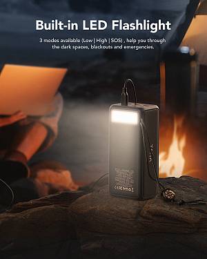 Veger VP5001C Tank Boost Power Bank 56000mAh 100W with 3 USB-A Ports and 2 USB-C Ports Power Delivery Black