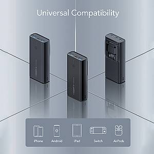 Veger ACE100 Power Bank 10000mAh 20W με 2 Θύρες USB-A και Θύρα USB-C Power Delivery / Quick Charge 3.0 Μαύρο