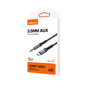 Recci RDS-A27 Aux Cable 3.5mm male Type-C 1m - Black