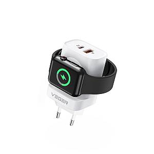 Veger W002E Φορτιστής Χωρίς Καλώδιο με Θύρα USB-A και Θύρα USB-C 20W Power Delivery Λευκός