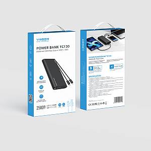 Veger TC130 Power Bank 25000mAh 130W με Θύρα USB-A και Θύρα USB-C Power Delivery Μαύρο