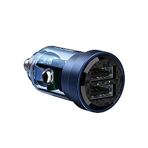 RECCI RCC-N16 15.5W DUAL PORTS TRANSPARENT CAR CHARGER - BLUE
