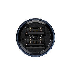 RECCI RCC-N16 15.5W DUAL PORTS TRANSPARENT CAR CHARGER - BLUE