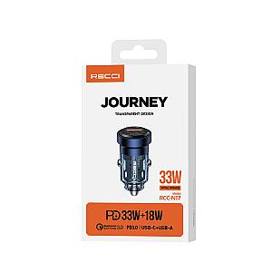 RECCI RCC-N17 33W PD33W+18W TRANSPARENT CAR CHARGER - BLUE
