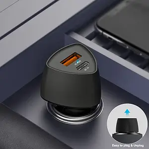 Veger CC50-1A1C Φορτιστής Αυτοκινήτου Fast Charge με Δυο Θύρες Υποδοχής 38W - BLACK