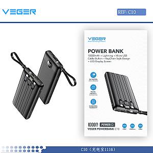 Veger C10 Power Bank 10000mAh με Θύρα USB-A Μαύρο