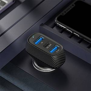 Veger CC271 Γρήγορος Φορτιστής Αυτοκινήτου με 2 Θύρες Usb και Type-C PD3.0 37W - Μαύρο