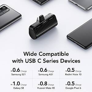 Veger W0558 Power Bank 5000mAh 20W με Θύρα USB-Type C Fast Charging Μαύρο