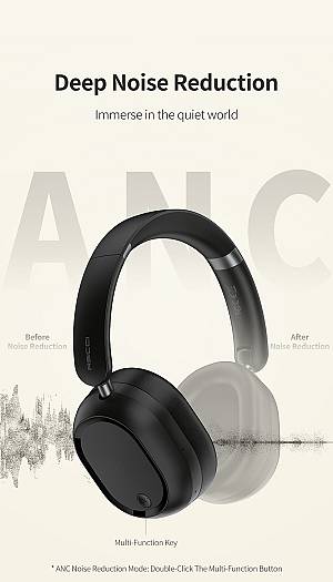 RECCI REP-W79 - ANC Noise Cancellation Wireless Headset - Black