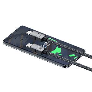 RECCI RS08C - PD100W Fast Charging USB-A To C Braided Wire + Aluminum Speed Data Cable 1.2M - Black