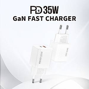RECCI RC83E - 35WGaN Fast Charging USB-C + USB-A |QC3.0 - White