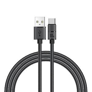 RECCI RS08C - PD100W Fast Charging USB-A To C Braided Wire + Aluminum Speed Data Cable 1.2M - Black