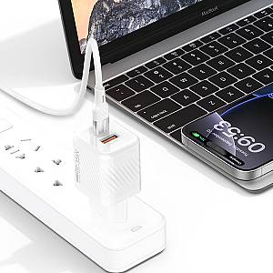 RECCI RC83E - 35WGaN Fast Charging USB-C + USB-A |QC3.0 - White