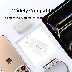 RECCI RC83E - 35WGaN Fast Charging USB-C + USB-A |QC3.0 - White