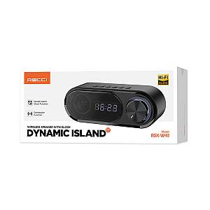 RECCI RSK-W41 -  Clock Wireless Speaker Double Alarm  Clock Function  Rotating Luminous Light - BLACK
