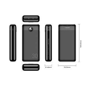 Veger L30 Power Bank 30000mAh 20W με 3 Θύρες USB-A και Θύρα USB-C Μαύρο