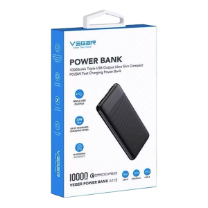 Veger A11S Power Bank 10000mAh 20W με 2 Θύρες USB-A και Θύρα USB-C Power Delivery / Quick Charge 3.0 Μαύρο