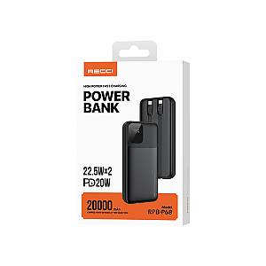 Recci RPB-P68 Power Bank 20000mAh 22.5W*2 PD20W Black