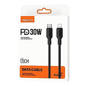 RECCI RS46CL - PD30W Fast Charging Type-C to Lightning Data Cable 1.2M - Black
