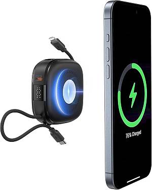 Charmast W1205 PD20W MagCore 3-in-1 Magnetic Wireless Fast Charging Power Bank - Black