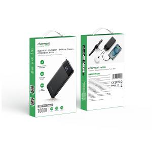 Charmast W1056 Power Bank 10000mAh Multi-Port LED DISPLAY 5V3A Fast Charging - Black
