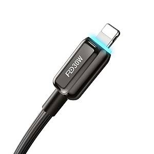RECCI RS42CL - PD30W Lamp Sisplay Fast Charging Type-C to Lightning Data Cable 1.5M - Black