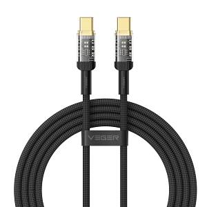 VEGER CC2-TMD 240W USB-C to USB-C Cable PD 3.1 with Smart LED Indicator, 1.5m Premium Nylon Braided Fast Charging Cord for MacBook Pro, Gaming Laptops, iPad Pro, Samsung S26, PPS 2.0