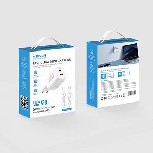 VEGER TR150 - 100W GaN Fast Charger, Ultra-Mini Dual Port USB C Wall Charger (65W+18W) with 240W Type-C Cable 1.2m, PD 3.0/PPS Fast Charging Block for MacBook Pro/Air, iPad, iPhone 15/14, Samsung, Laptop