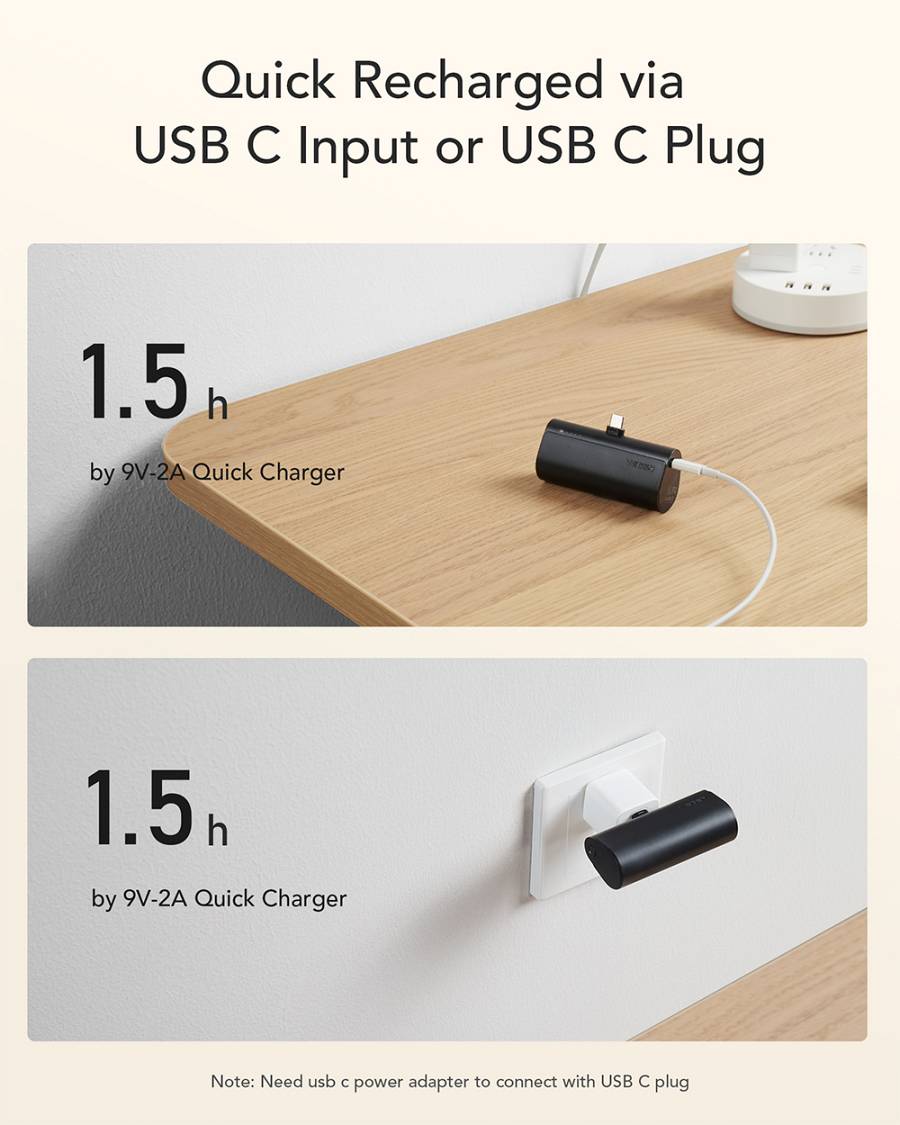 Veger V0556 Power Bank 5000mAh 20W με Θύρα USB-C Power Delivery Μαύρο