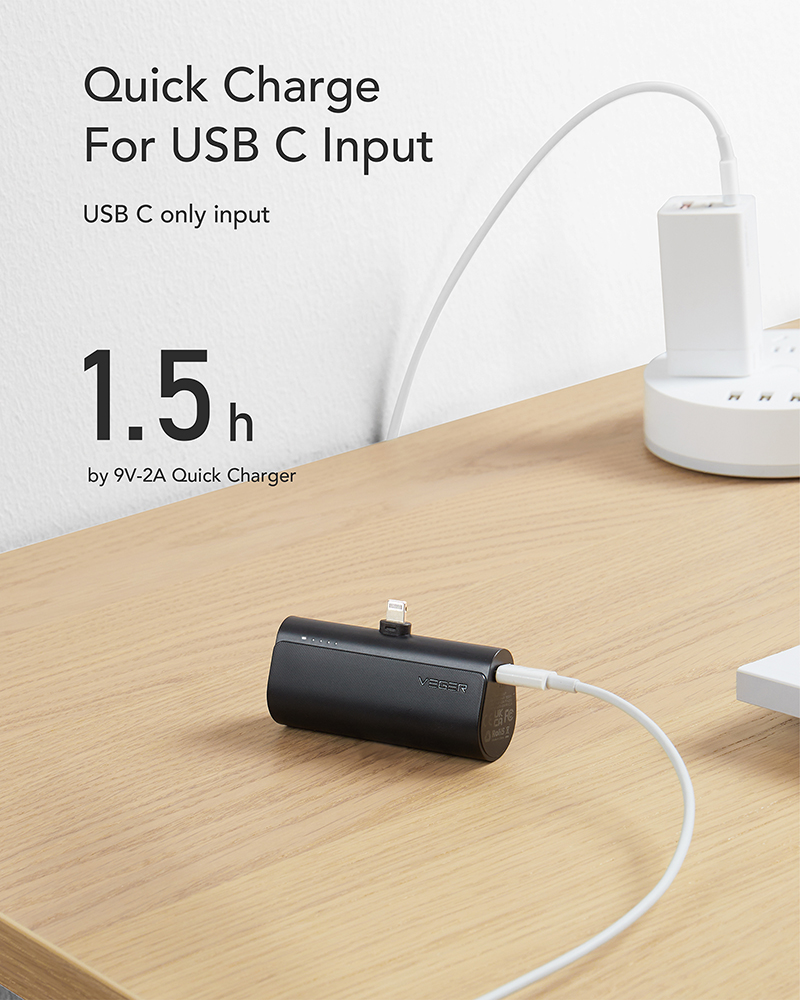 Veger V0556P Power Bank 5000mAh 20W Power Delivery Μαύρο