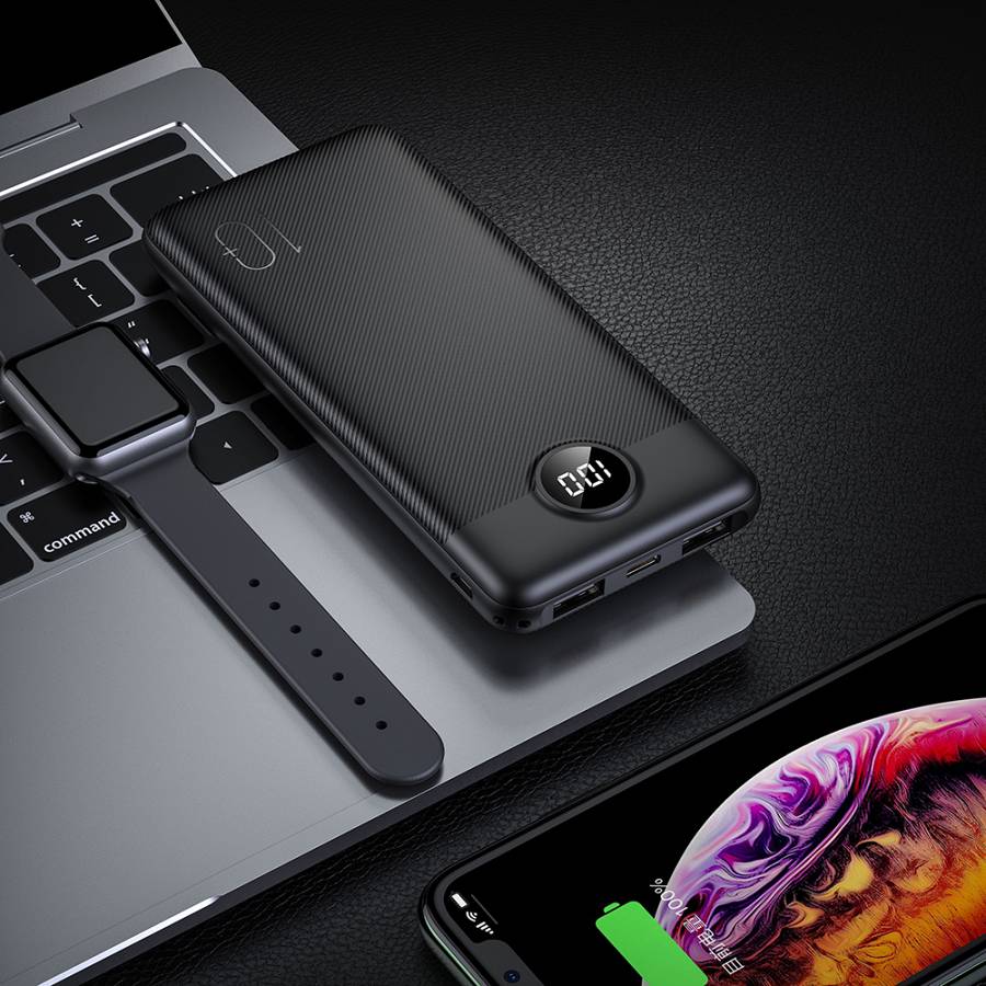 Veger L10 - Power Bank 10000mAh με 2 Θύρες USB-A και Θύρα USB-C Μαύρο