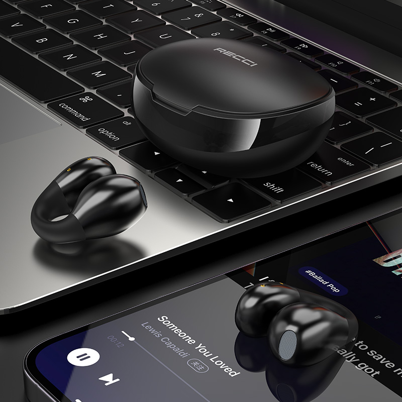 Recci REP-W66 Dynamic In-ear Bluetooth Handsfree Earphones with Charging Case Black