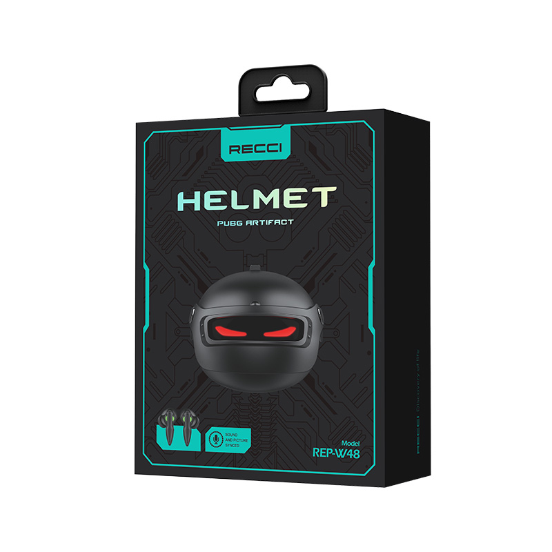 Recci REP-W48 Helmet In-ear Bluetooth Handsfree Earphones with Charging Case Black